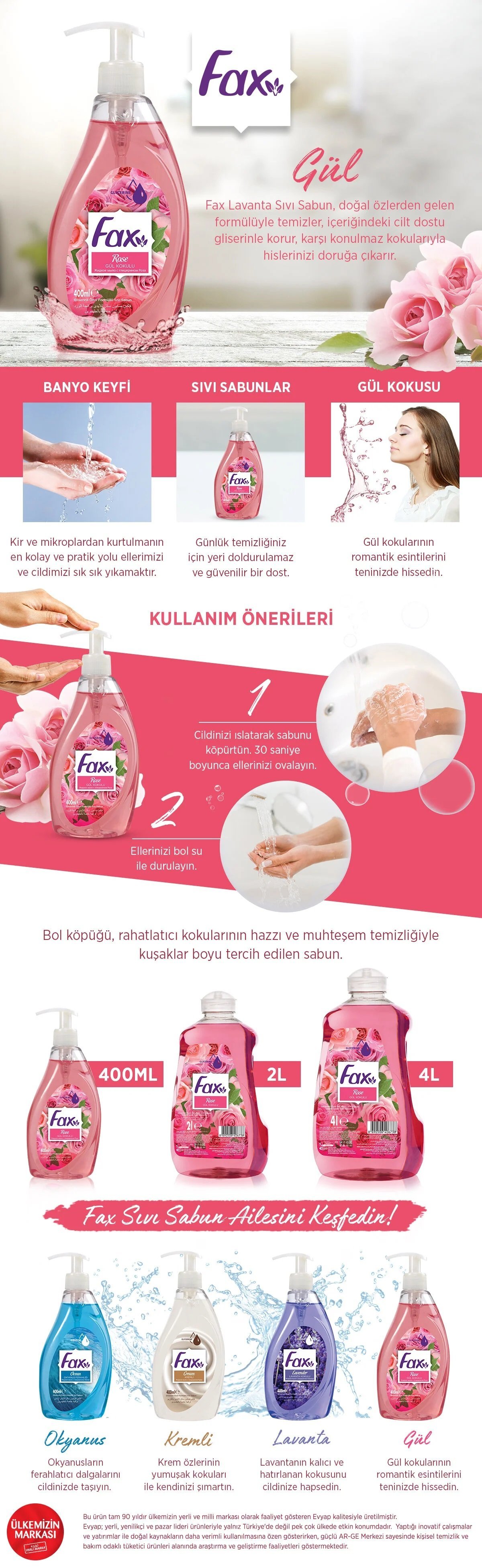 Fax Sıvı Sabun Gül 400 Ml